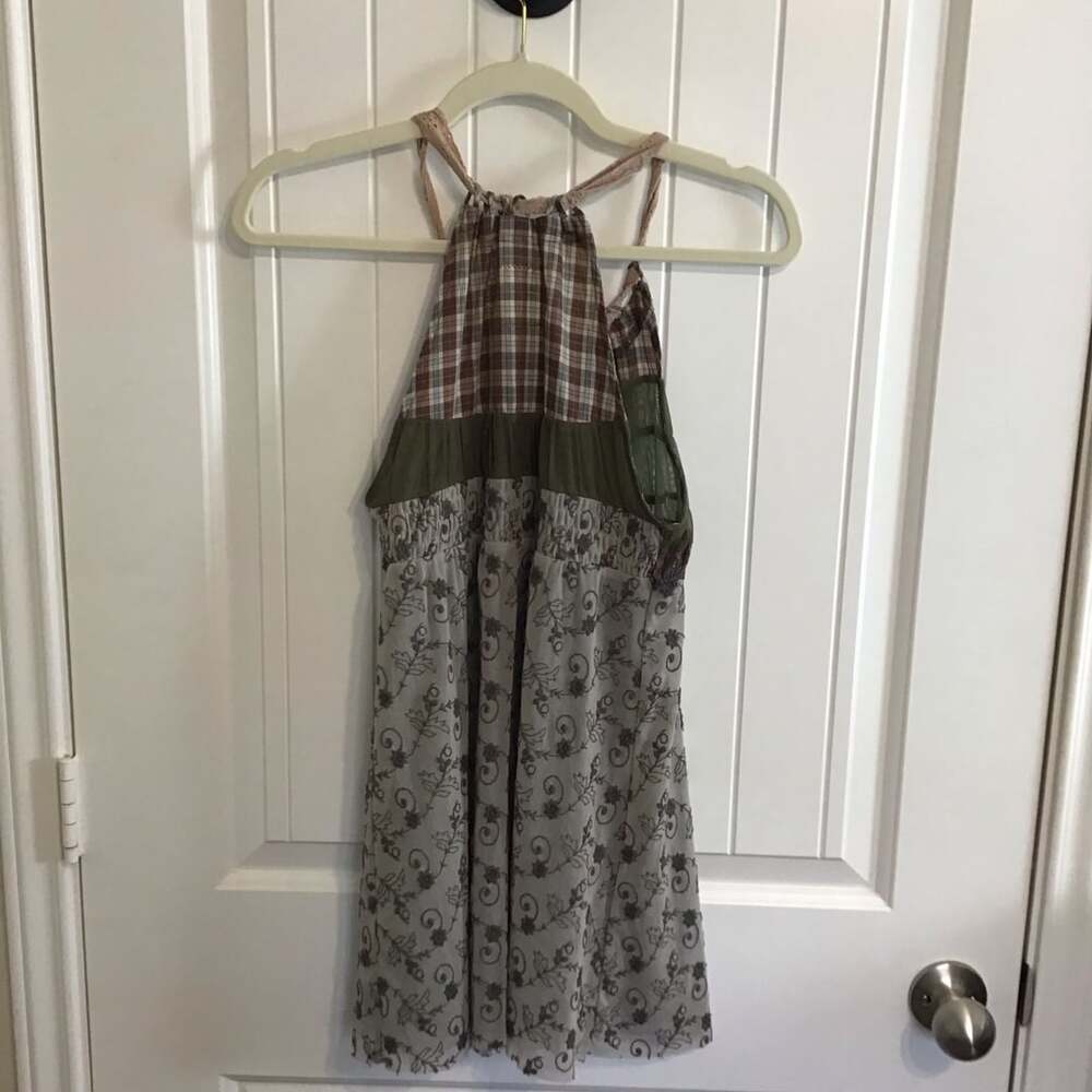 Free People Bohemian Patchwork Plaid Halter Tank Tunic Top XS - Picture 4 of 11